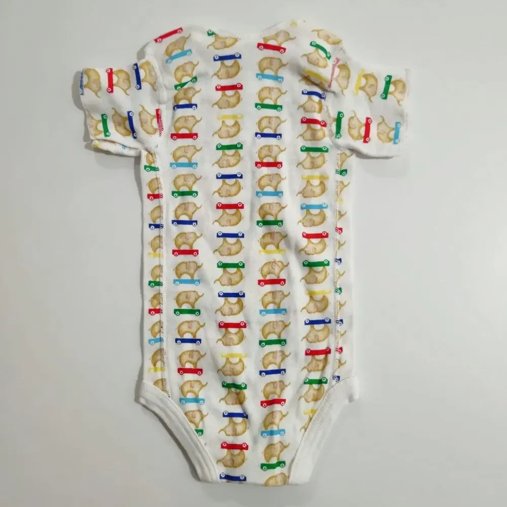 Vintage 1990s Carter's Elephant on Skateboard Baby One-Piece Bodysuit 6-9M
